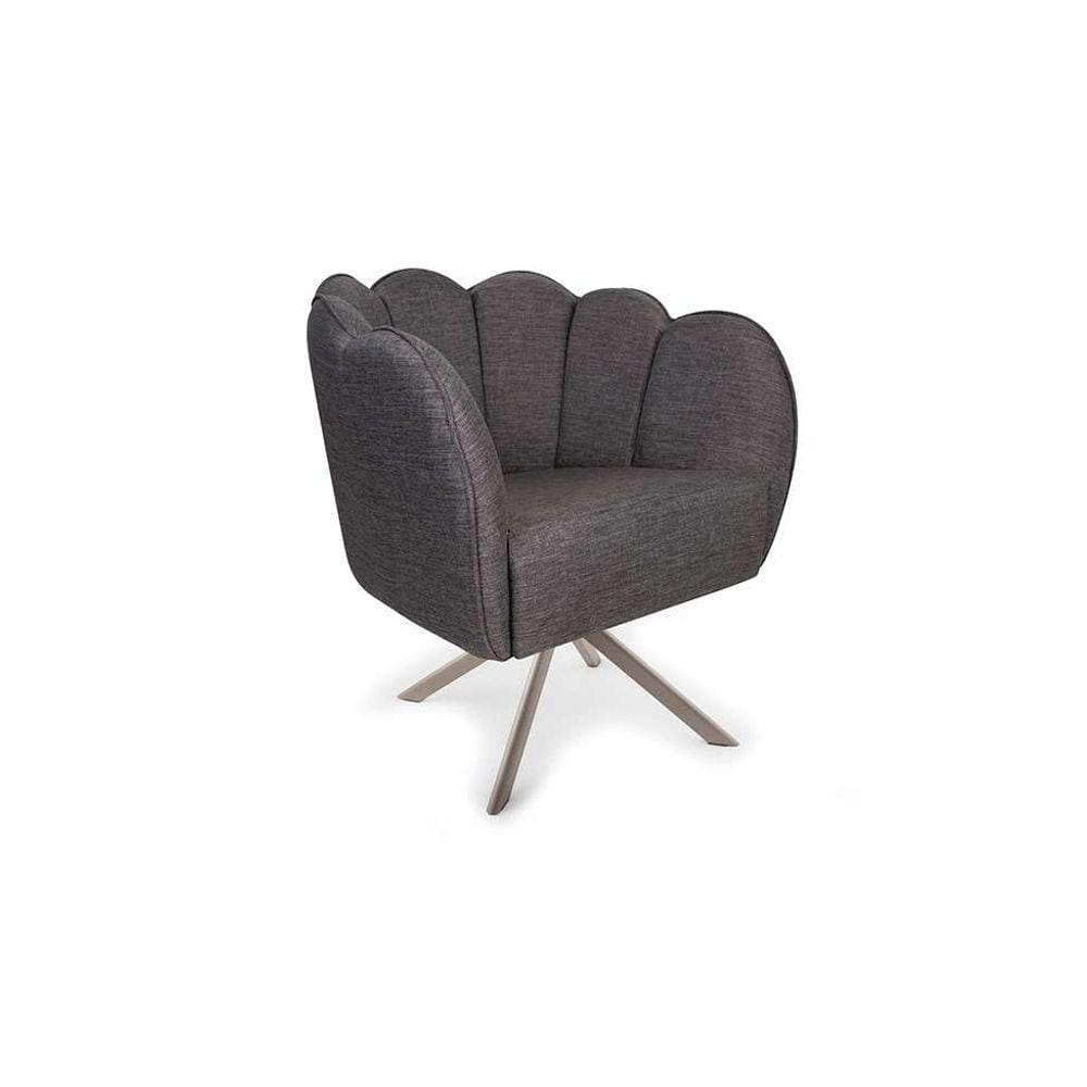 poltrona ariel giratória linho mescla marrom e champagne