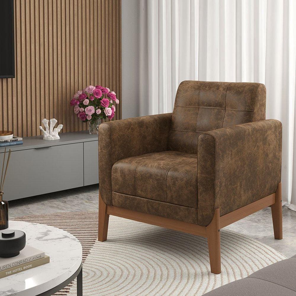Poltrona Nobuck 521 Brooks Marrom