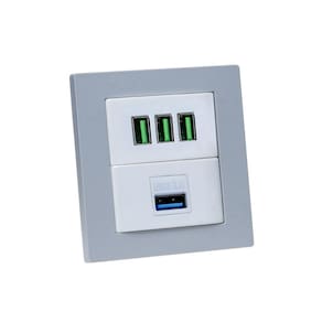 Espelho Duplo Reto 3 USB 5.2A 1 USB Dados