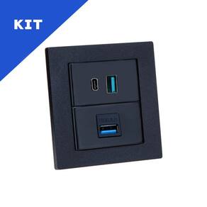 Kit 2 Espelhos de Tomadas Duplo Reto 2 USB 9.0A 1 Usb Dados