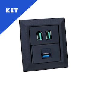 Kit Espelhos de Tomadas Duplo Chanfrado 2USB 4.9A 1USB DADOS