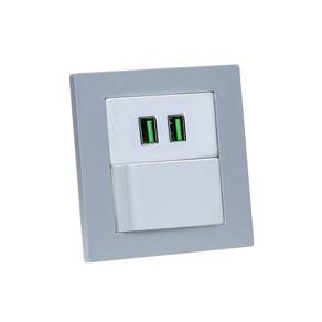 Espelho Duplo Reto 2 USB 4.9A 1 Interruptor
