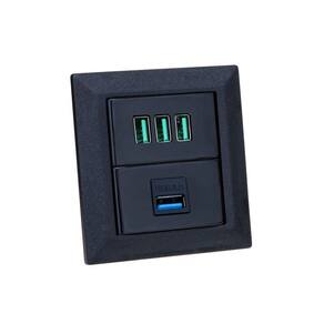 Espelho de Tomada Duplo Chanfrado 1 Usb Dados 3Usb 5.2A Pr