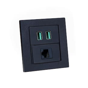 Espelho Duplo Reto 2 USB 4.9A 1 RJ-45