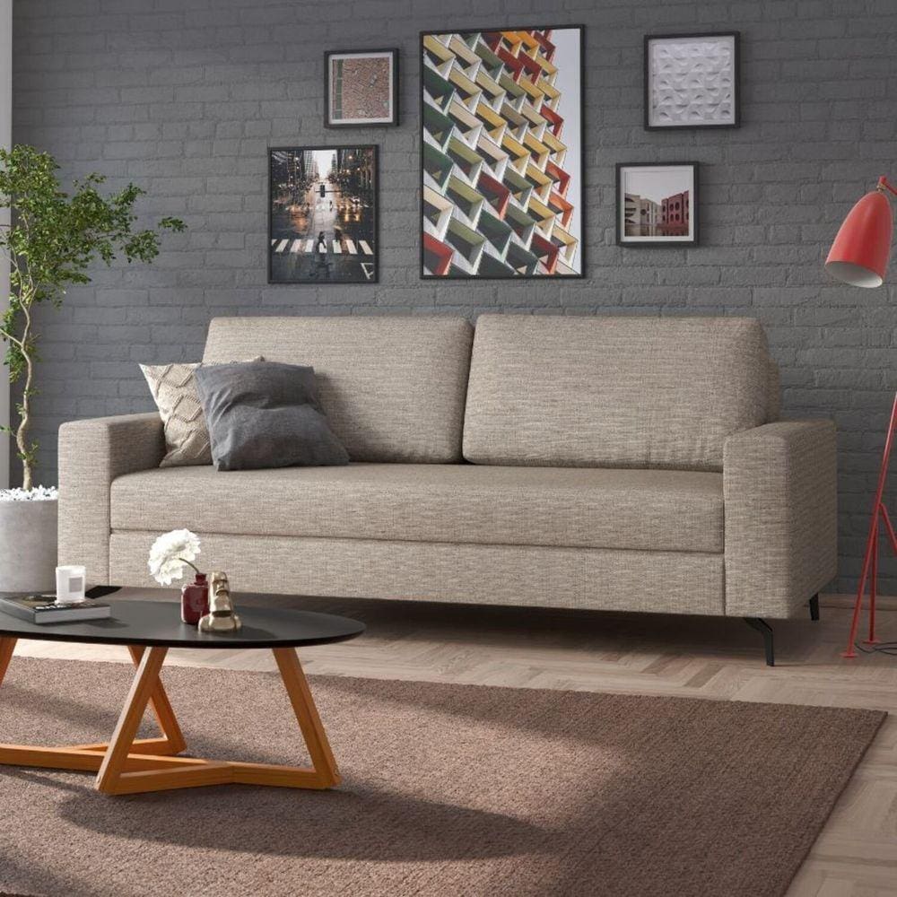 Sofá 3 Lugares 174cm Loft Cinza/Marrom