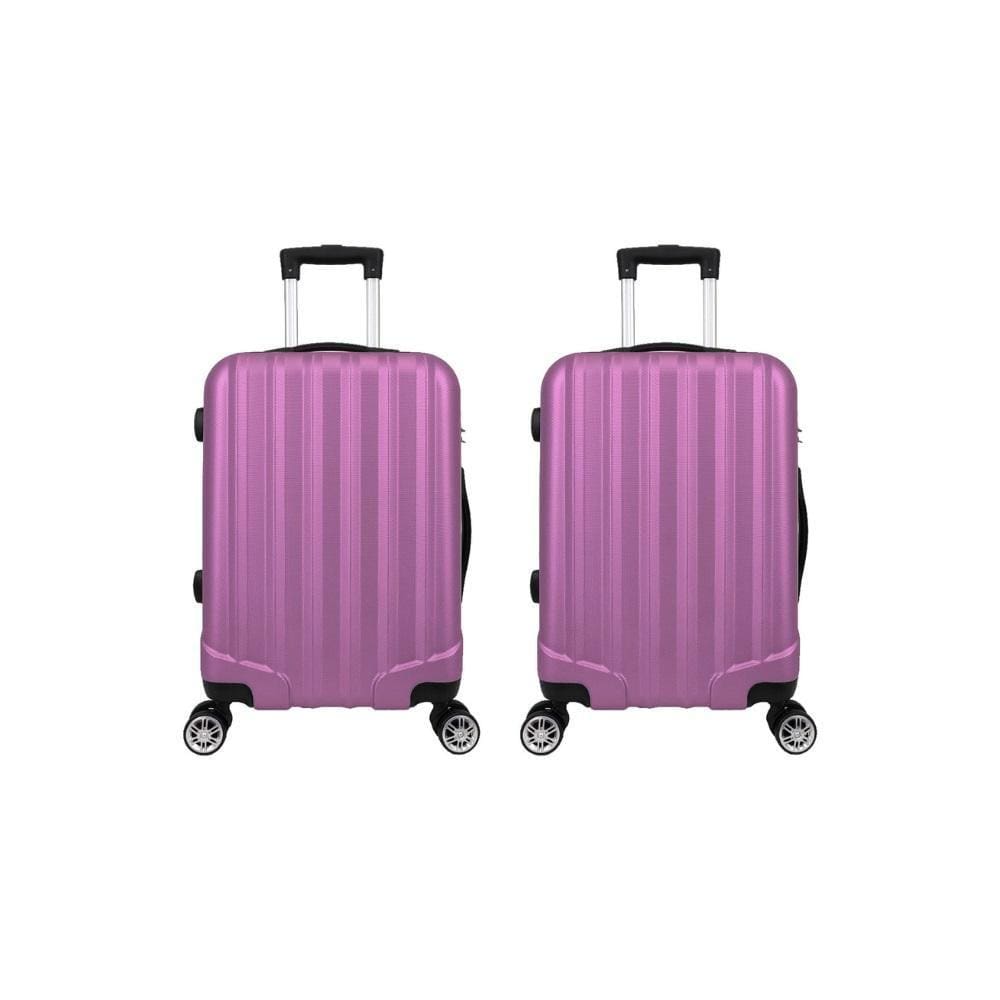 Kit 2 Malas de Bordo 10kg ABS 4 Rodas XH-A122 Rosa Prizi