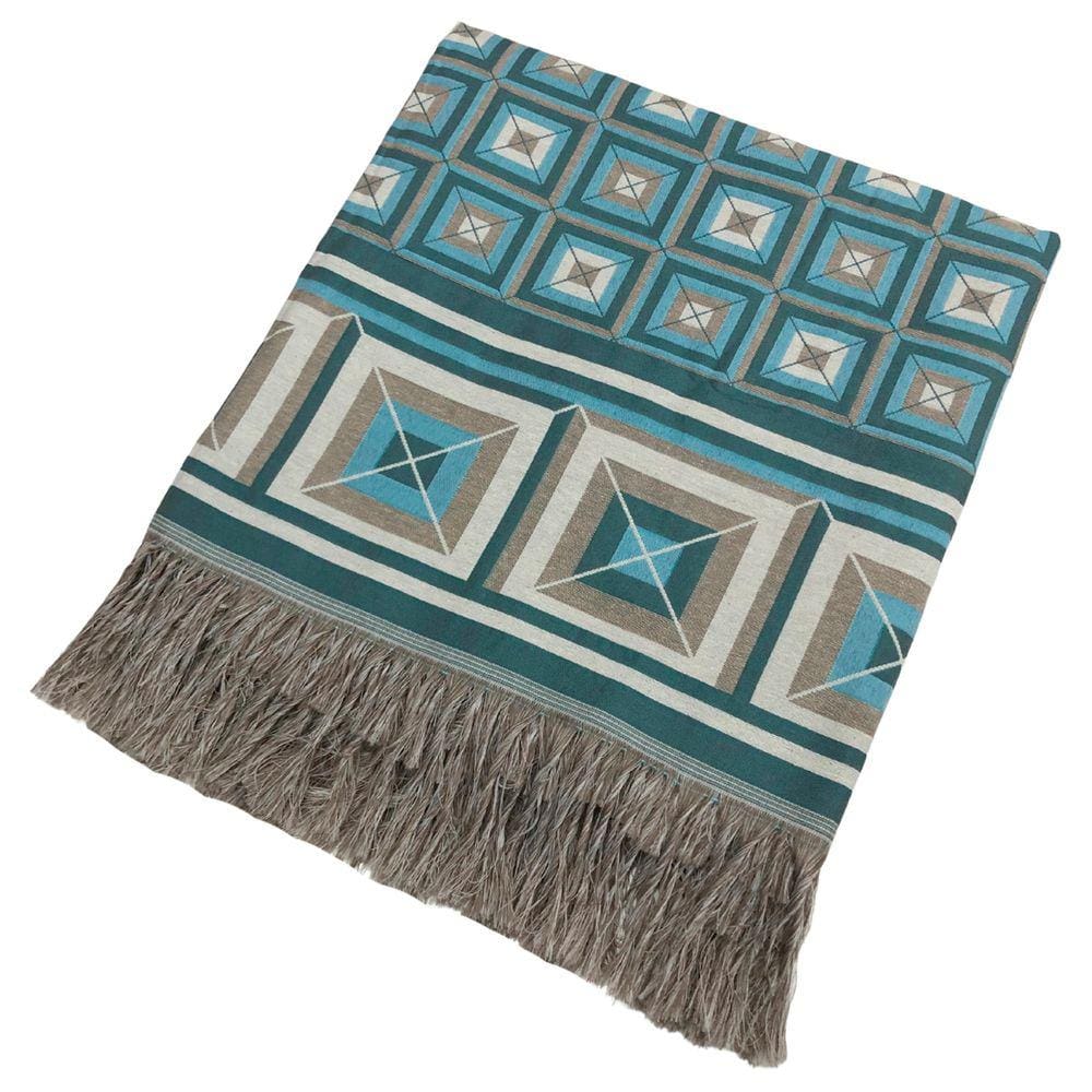 Xale Manta para Sofá Protetor Decorativo Dupla Face Premium 1.40mx1.70m Cairo Turquesa