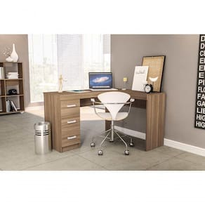 Mesa Escrivaninha Fenix 3 Gavetas - Castanho