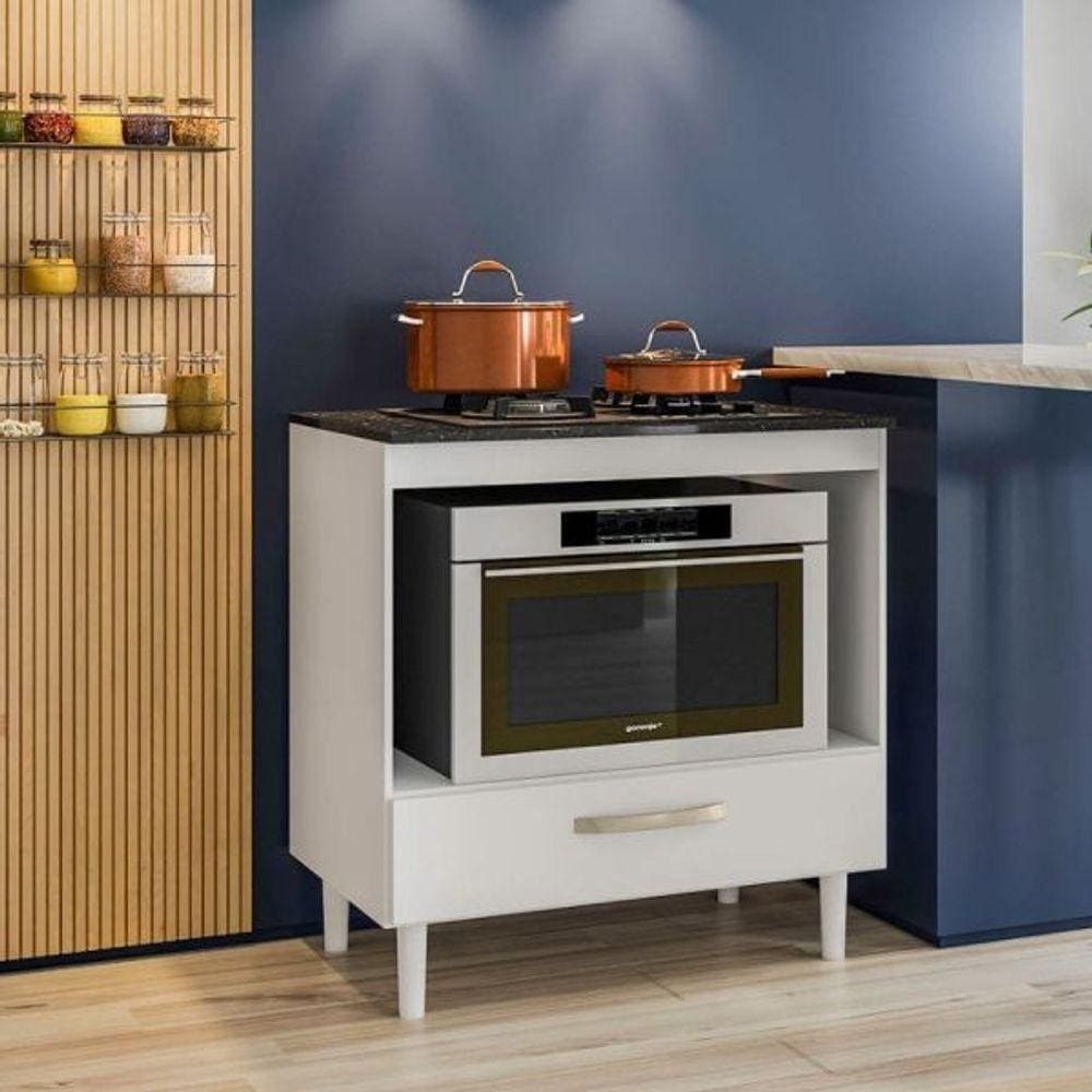 Balcao Para Cooktop 80 Branco/branco Nicioli