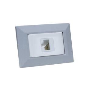 Espelho de Tomada Simples Chanfrado com 1 RJ-45 CAT5e Cinza