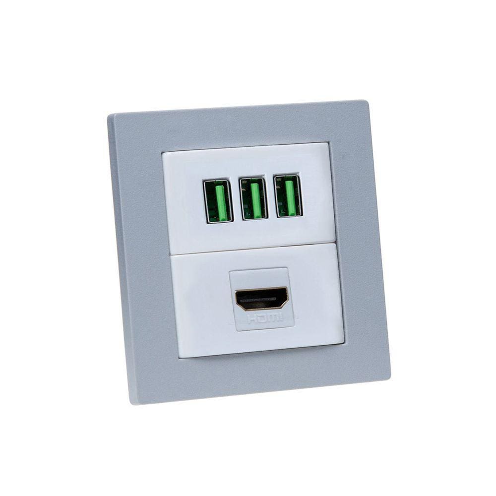 Espelho Duplo Reto 3 USB 5.2A 1 HDMI