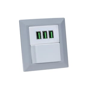 Espelho de Tomada Duplo Chanfrado 1 Interruptor 3 Usb 5.2A