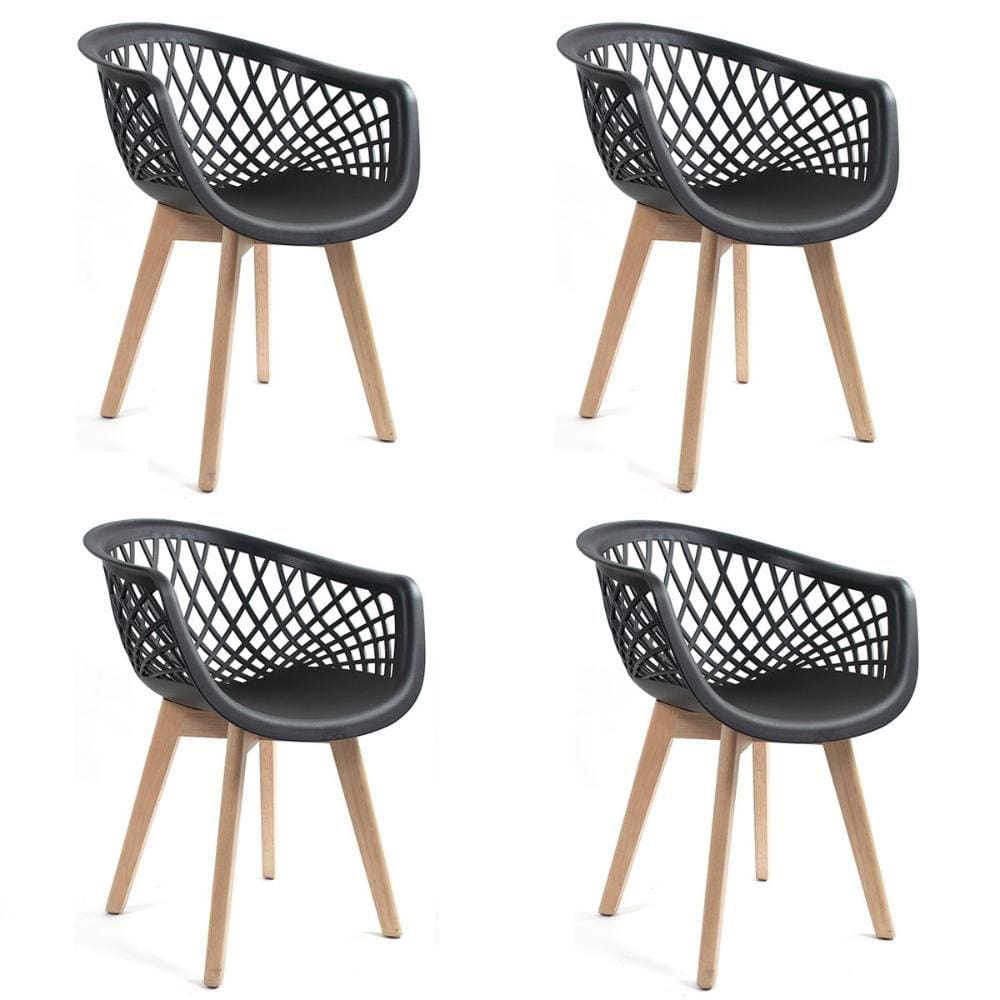 Conjunto 4 Cadeiras Web Wood  Preto