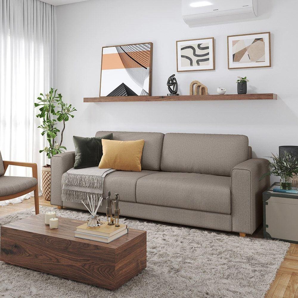 Sofá 3 Lugares 180cm Hit Cinza/Marrom