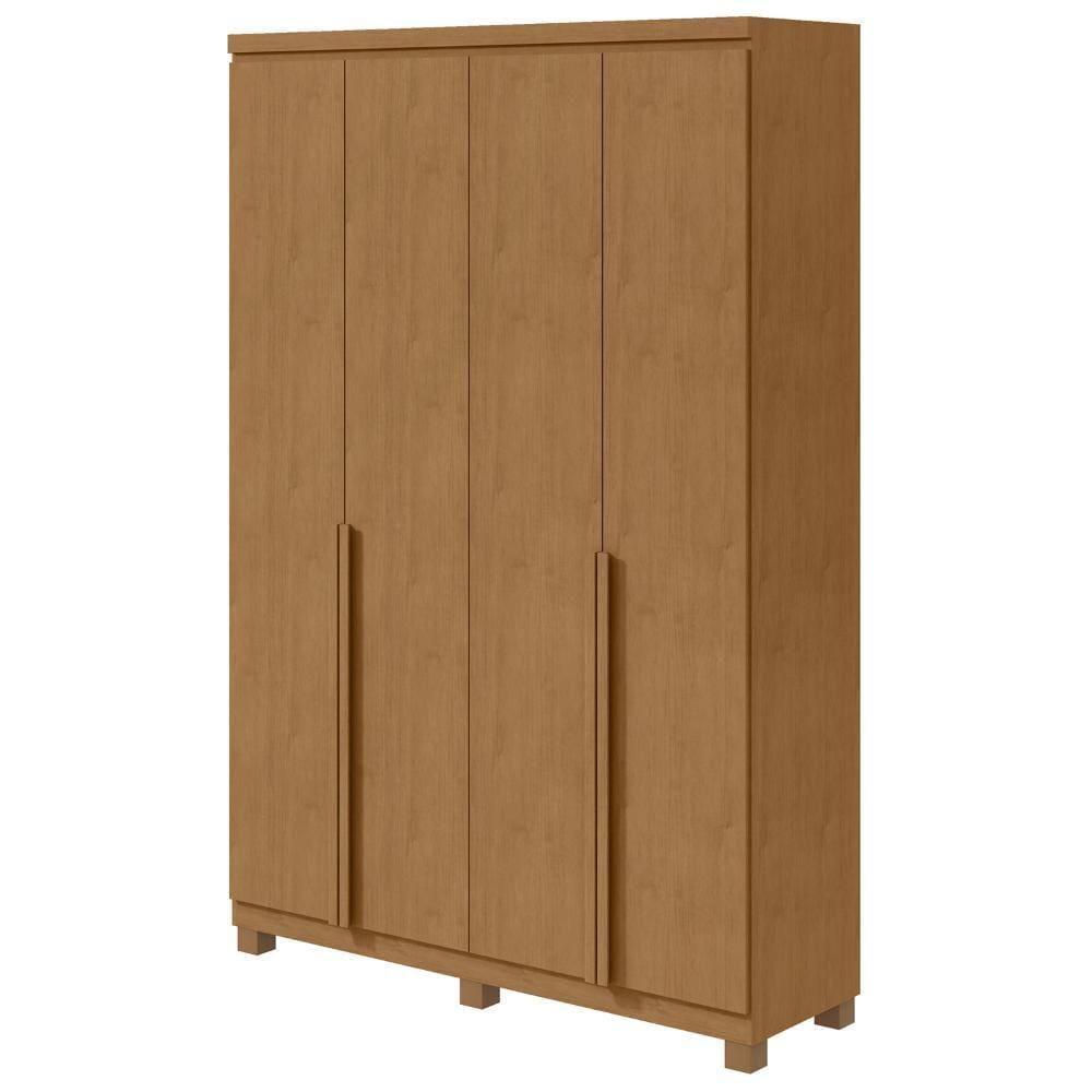 Guarda-Roupa Solteiro Alonzo 4 portas 2 Gavetas Amêndoa Clean
