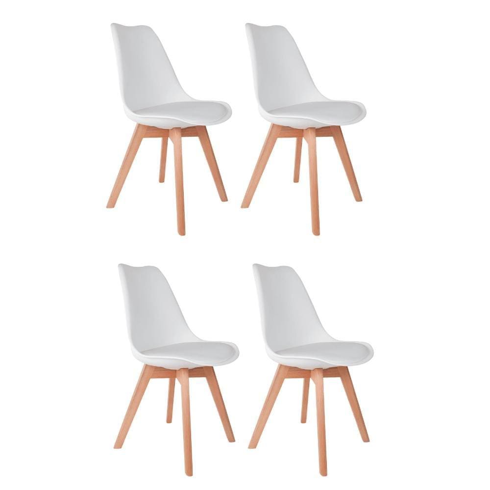 Conjunto Com 4 Cadeiras Saarinen Wood Branca