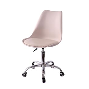 Conjunto Com 2 Cadeiras Saarinen Office Nude Base Em Aço Cromado