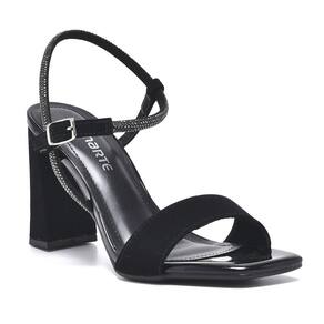 Sandália Via Marte Salto Bloco Tira Strass Bico Quadrado 23-18305