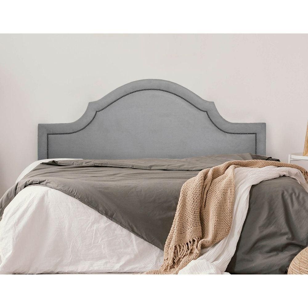 Cabeceira King Estofada para Cama Box com Tachas 193x60cm Provençal Luxo Cinza/Fumê