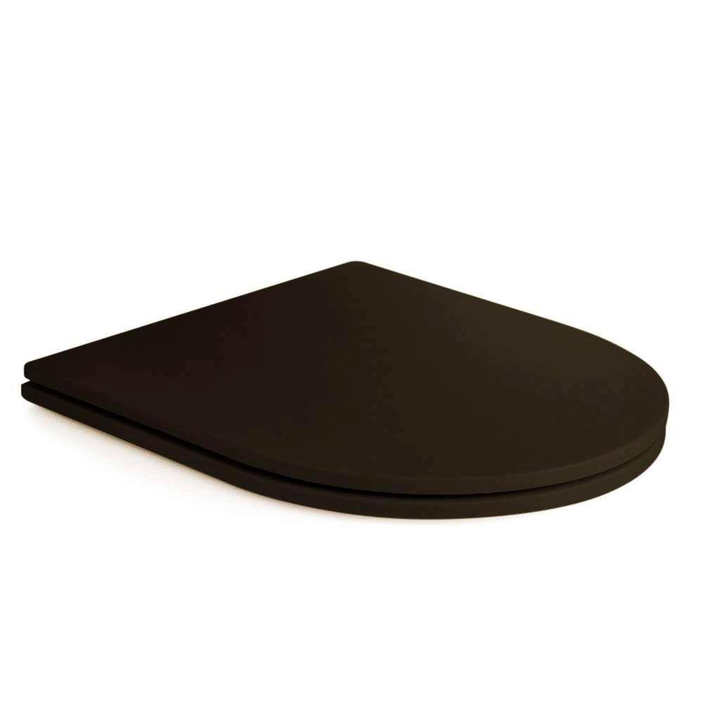 Assento Sanitário Poliéster Luxo Link LK Marrom Fosco para vaso Deca com Ferragem Dourada
