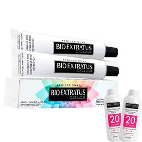 Kit 2 Tinturas Bio Extratus Color Louro Claro Acobreado 8.4 + 2 OX 20 Volumes 90ml