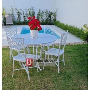 Conjunto de Mesa Para Jardim Bambu com Mesa 1,10 M em Alumínio Fundido Unifer Móveis