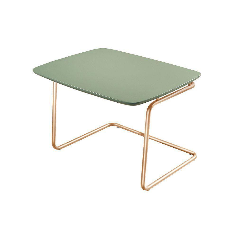 Mesa De Centro Kairos Base Cobre 54x43cm Larflex Cor:verde Lazza