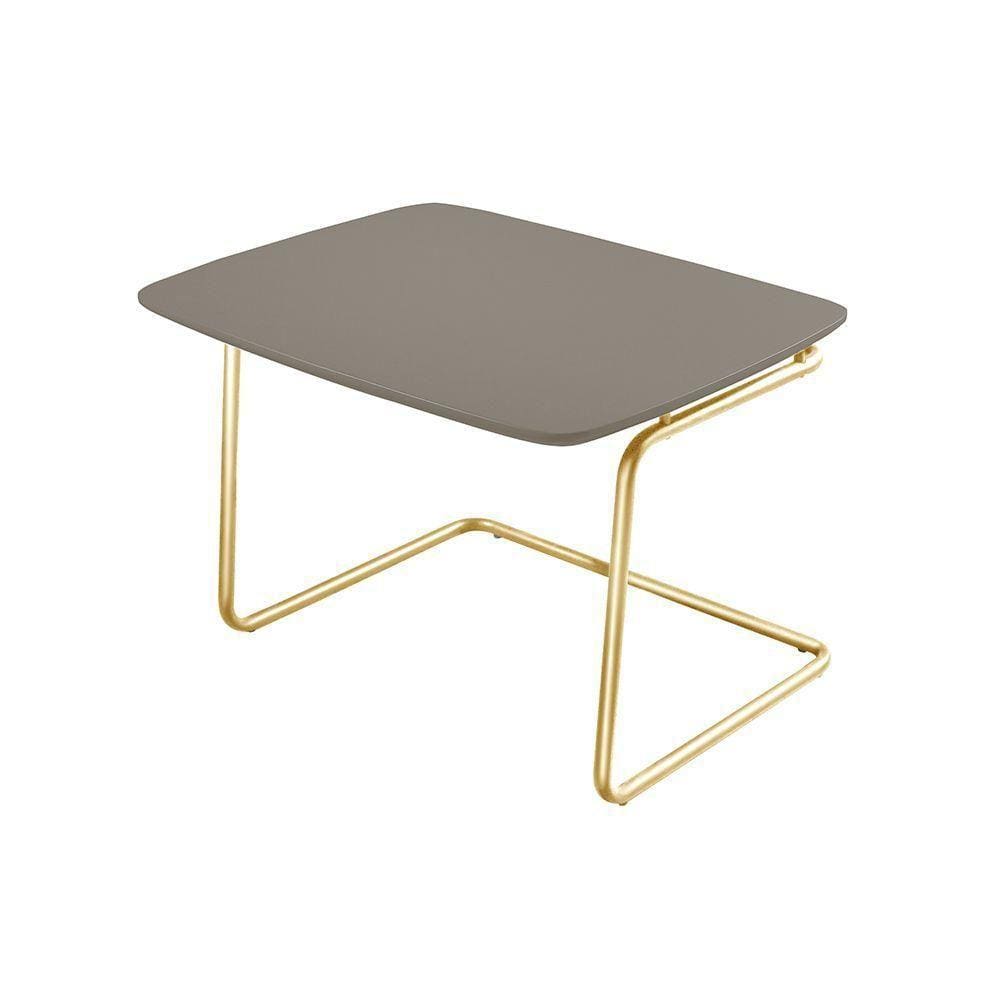 Mesa De Centro Kairos Base Ouro 54x43cm Larflex Cor:concreto