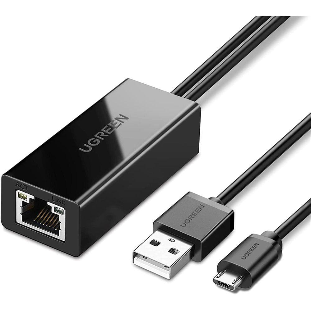 Adaptador UGREEN Ethernet para Fire TV Stick 4K All New Fire TV 2017 C Google Home Mini e Mais Streaming Sticks Micro USB para RJ45 Ethernet Network A
