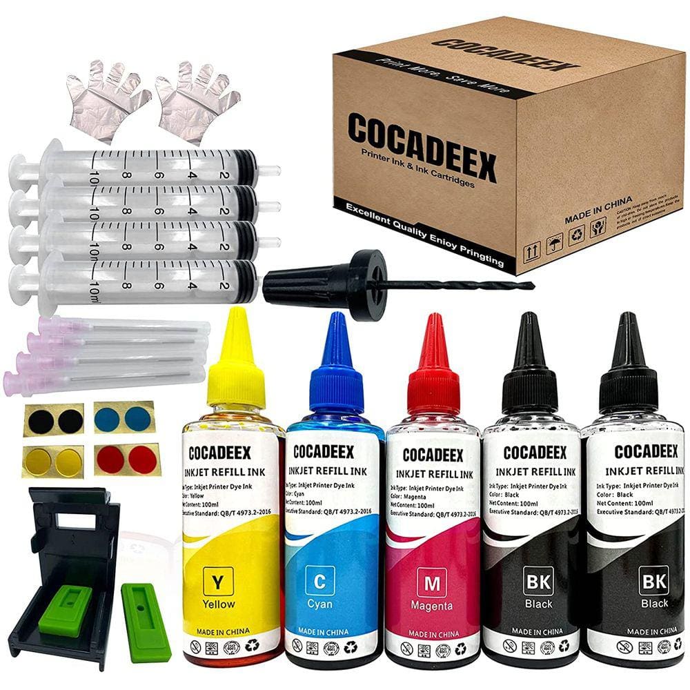 KIT DE recarga de tinta COCADEEX 500ml Compatível com cartuchos de tinta HP 67XL 65XL 64XL 63XL 62XL 67 65 64 63 62