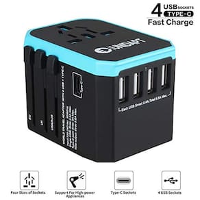 Adaptador Universal Unidapt, 5.6A Energia Inteligente, USB Tipo C - US/EU/AU/UK - 70 characters