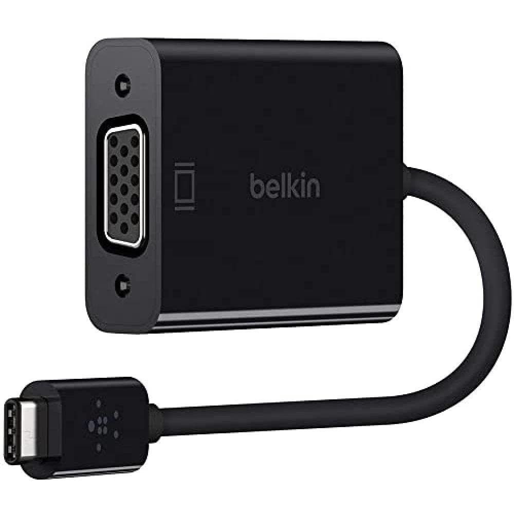 Adaptador Belkin USB Type-C para VGA, funciona com Chromebook Certificado (5,9 polegadas) (F2CU037btBLK),Preto