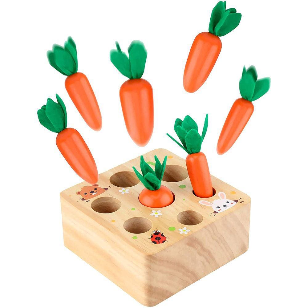 Rechiato Montessori Brinquedos para 1 Ano de idade, Jogo de classificação do tamanho da cenoura, brinquedos montessori de madeira para bebês 6-12 mese