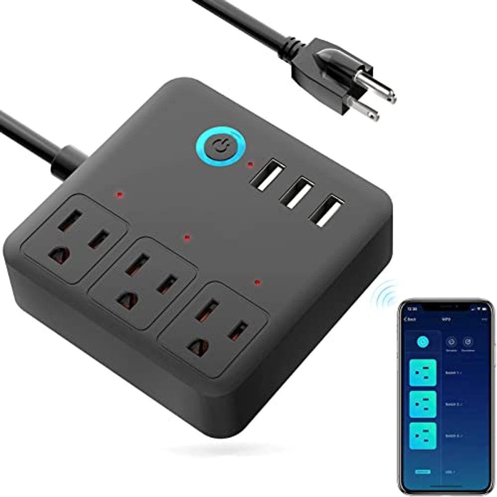 Smart Plug Power Strip, WiFi Surge Protector Work with Alexa Google Home, Smart Outlets with 3 USB 3 Charging Port, Multi-Plug Extender for Home e Cru