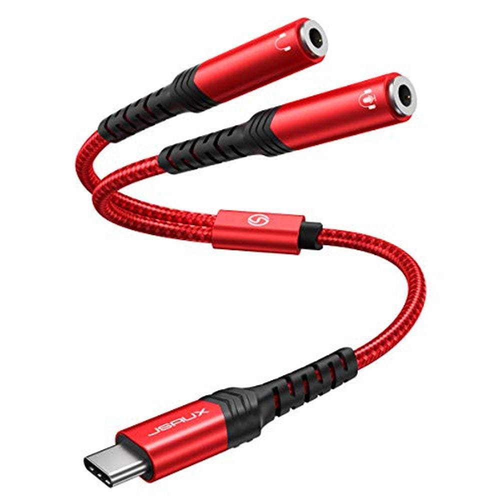 Adaptador de microfone USB C, JSAUX USB C a Dual 3.5mm Feminino Aux Headphone Jack Y Splitter Mic Adaptador de áudio, compatível com Samsung Galaxy S2