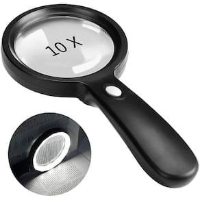 Lupa com Luz, 10X Lupa Grande Lupa Portátil 12 LED Lupa Iluminada Iluminada para Degeneração Macular, Leitura de Idosos, Solda, Inspeção, Moedas, Joia