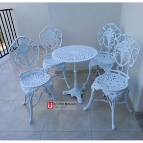 Conjunto de Mesa para Jardim Chinês Com Mesa Com Pé Central em Alumínio Fundido Unifer Móveis