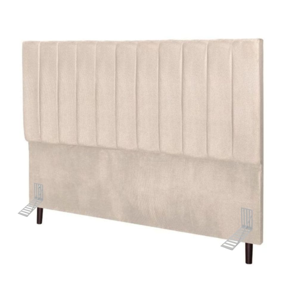 Cabeceira Cama Box Casal 140 cm Carla Suede Bege E Frame