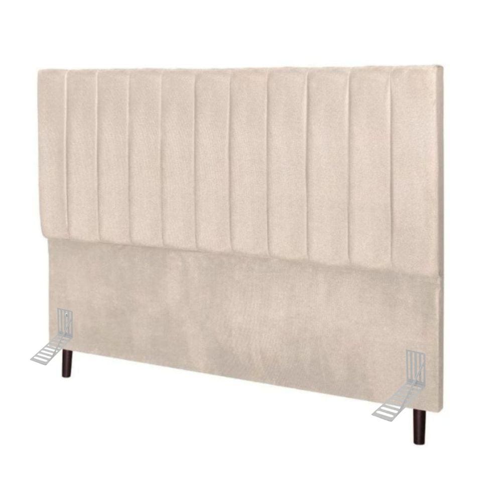Cabeceira Cama Box King 195 cm Carla Suede Bege E Frame