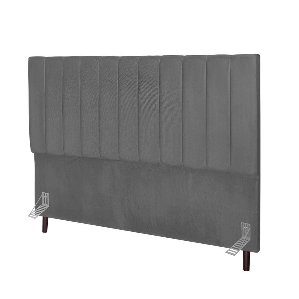 Cabeceira Cama Box Queen 160cm Carla Suede Cinza E Frame