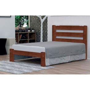 Cama de Casal Luna de Madeira Maciça Angelim Pedra/Tauari