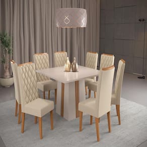 Conjunto Sala de Jantar Mesa 120cm Nany 8 Cadeiras Iza Viero