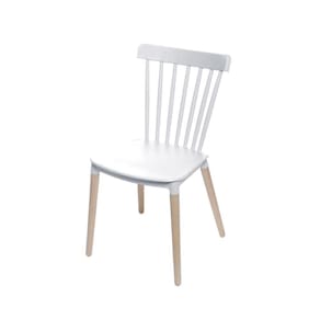 Cadeira Windsor Ellen Midi Polipropileno Branca Base Madeira