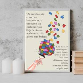 Quadro Conscientização Do Autismo 24X18Cm - Com Vidro Branca