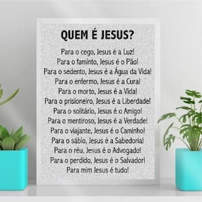 Quadro Decorativo Quem É Jesus 24x18cm - Vidro Branca