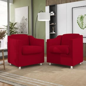 Kit 02 Poltronas Recepção Consultório Suede ? Balaqui Decor Cor:Vermelho