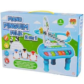 Piano Pinguim Feliz 2 em 1 DM TOYS DMT6595