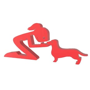 Menina E Salsicha Cachorro Pet Decoração 3D