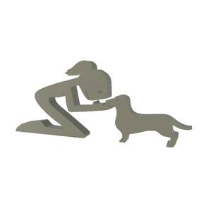 Menina E Salsicha Cachorro Pet Decoração 3D