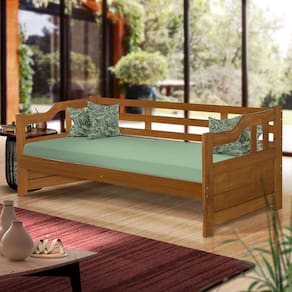 Sofá Cama Madeira Maciça Solteiro Castanho Shop JM